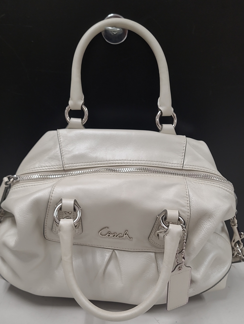 Vintage Coach Silver and Cream Satchel Handbag Y2k TRENDING - Picture 5 of 9